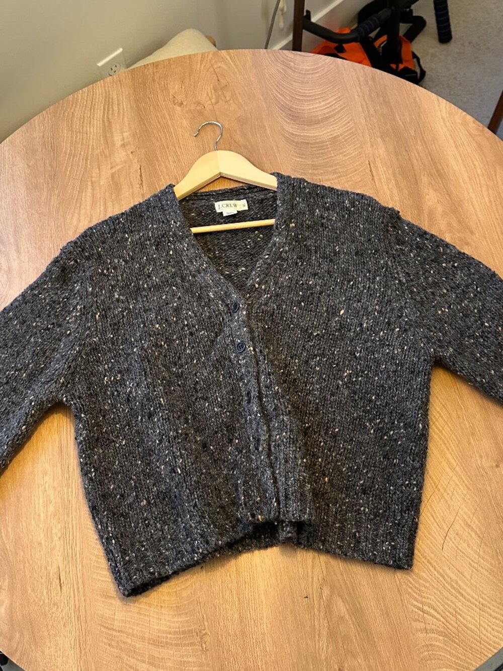 J. Crew 90s Grey Vintage Boxy Marled Wool Cardigan Sweater (fits like a M)
